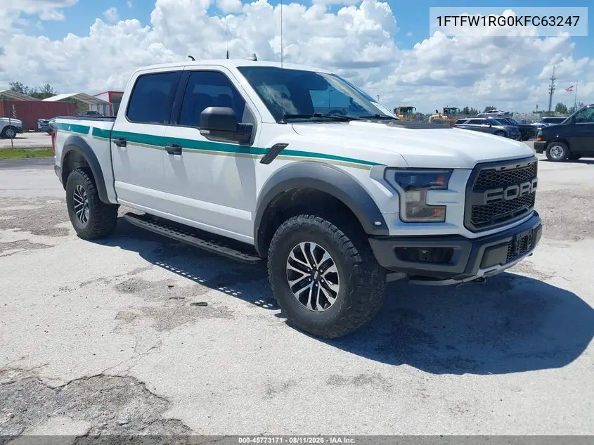 FORD F-150 2019, VIN 1FTFW1RG0KFC63247