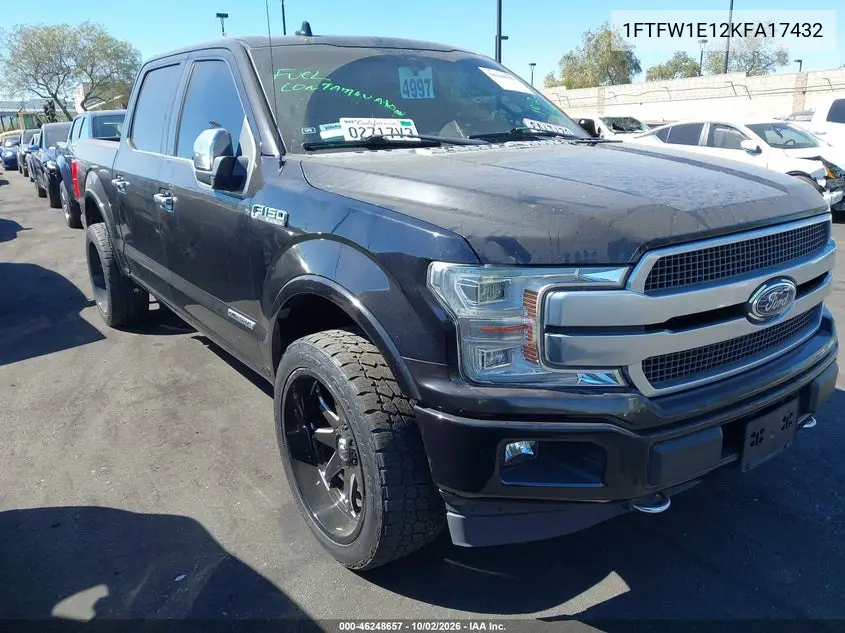 FORD F-150 2019, VIN 1FTFW1E12KFA17432