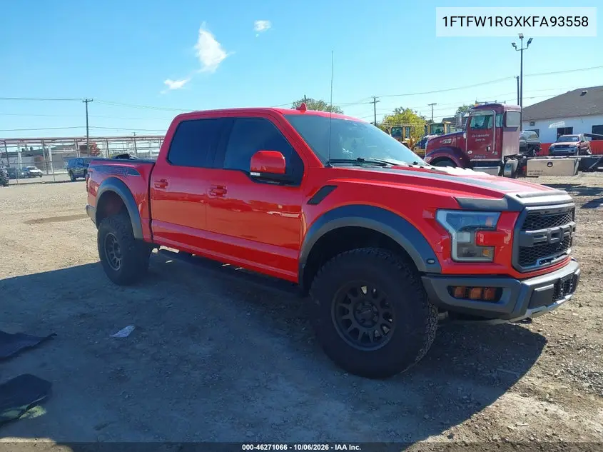FORD F-150 2019, VIN 1FTFW1RGXKFA93558