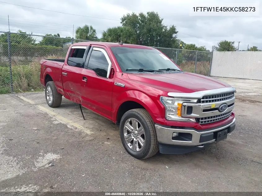 FORD F-150 2019, VIN 1FTFW1E45KKC58273