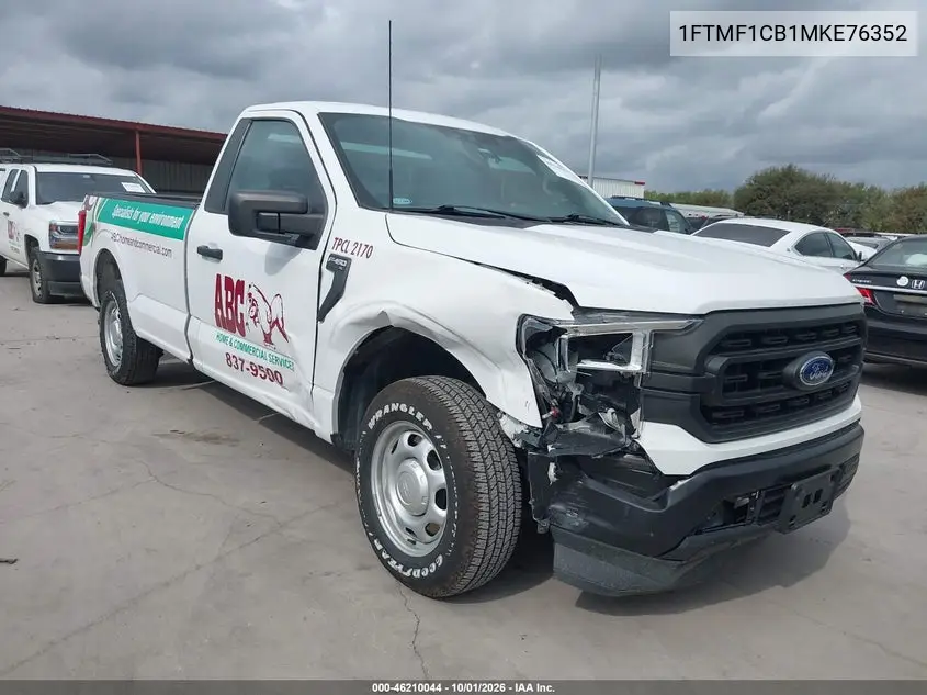FORD F-150 2021, VIN 1FTMF1CB1MKE76352