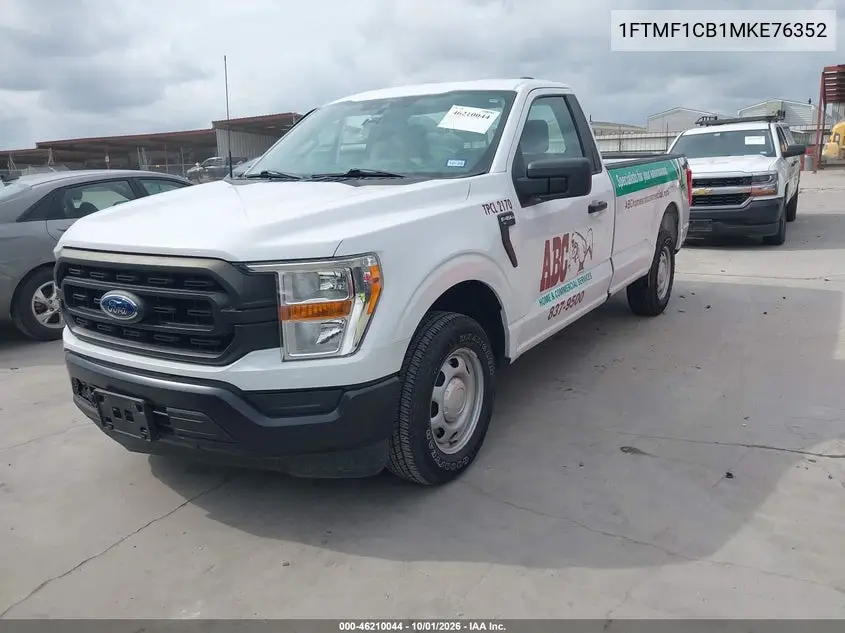 2021 FORD F-150 VIN 1FTMF1CB1MKE76352 — фото 2