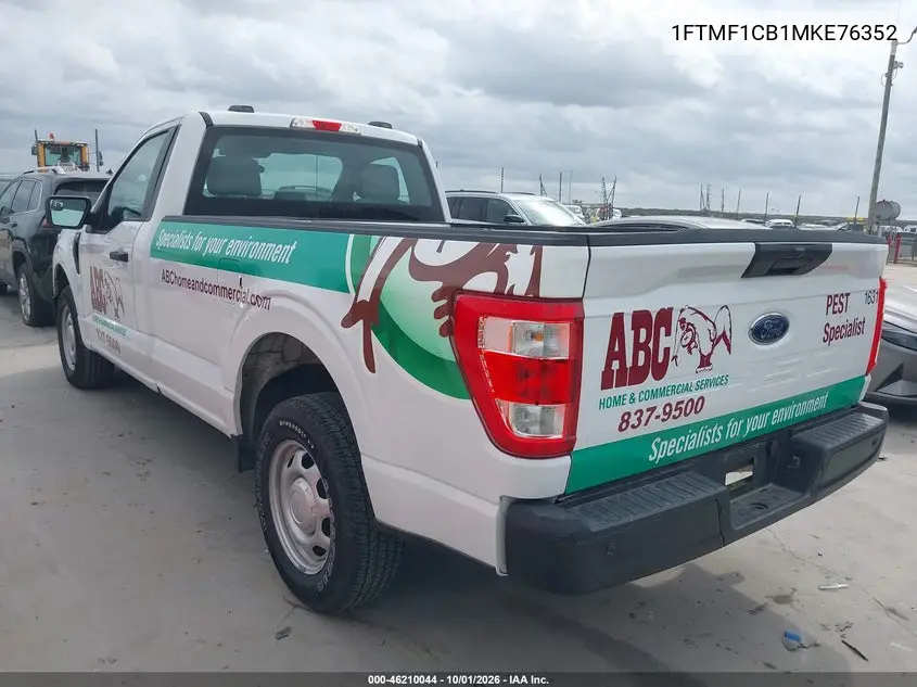 2021 FORD F-150 VIN 1FTMF1CB1MKE76352 — фото 3