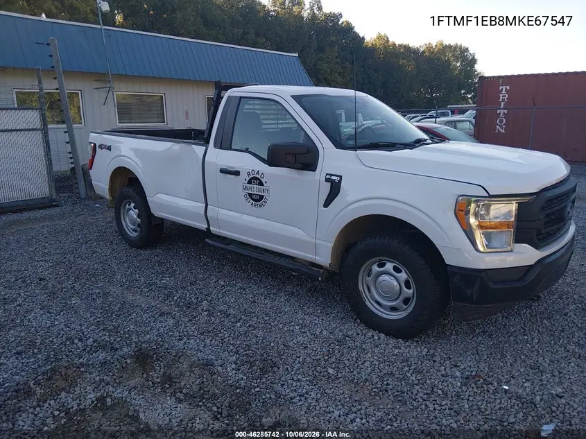 FORD F-150 2021, VIN 1FTMF1EB8MKE67547