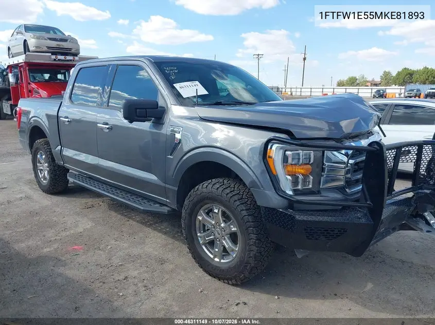 FORD F-150 2021, VIN 1FTFW1E55MKE81893