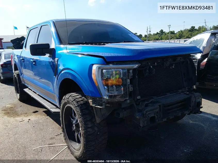FORD F-150 2021, VIN 1FTFW1E8XMKD93481
