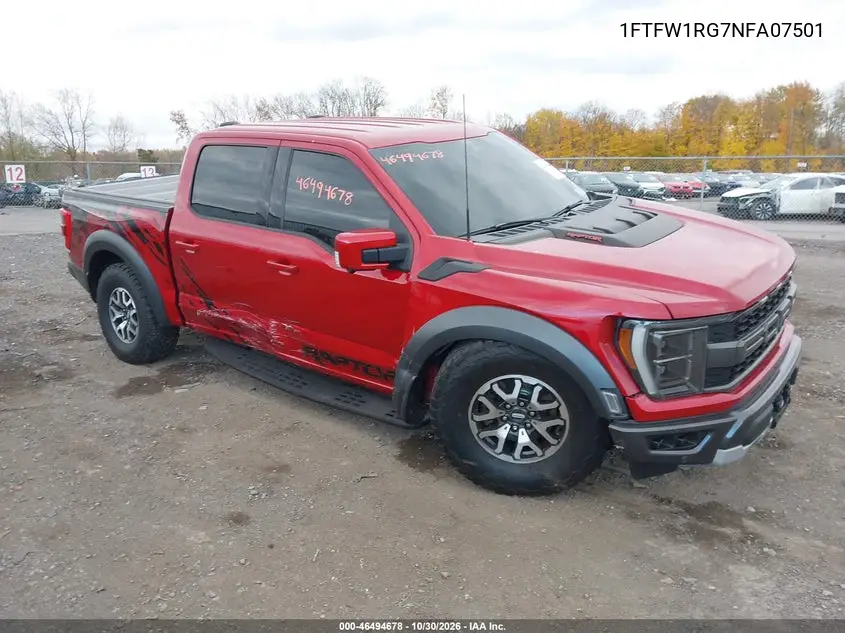 FORD F-150 2022, VIN 1FTFW1RG7NFA07501