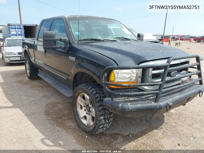 FORD F250 2000, VIN 3FTNW21S5YMA52751