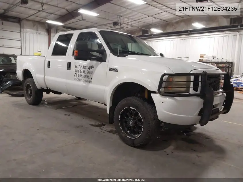 FORD F250 2002, VIN 1FTNW21F12EC42353