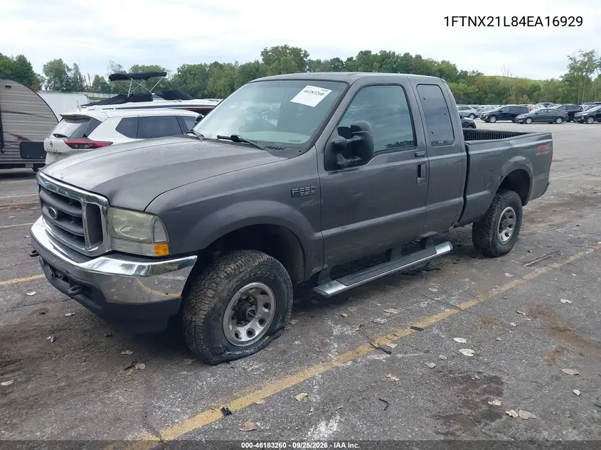 FORD F250 2004, VIN 1FTNX21L84EA16929
