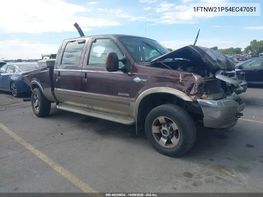 FORD F250 2004, VIN 1FTNW21P54EC47051