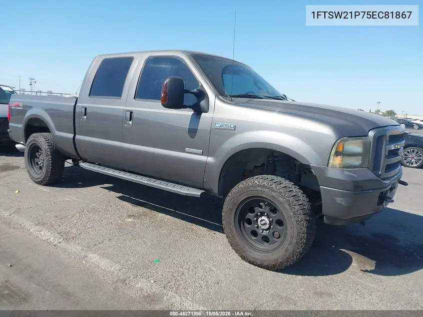 FORD F250 2005, VIN 1FTSW21P75EC81867
