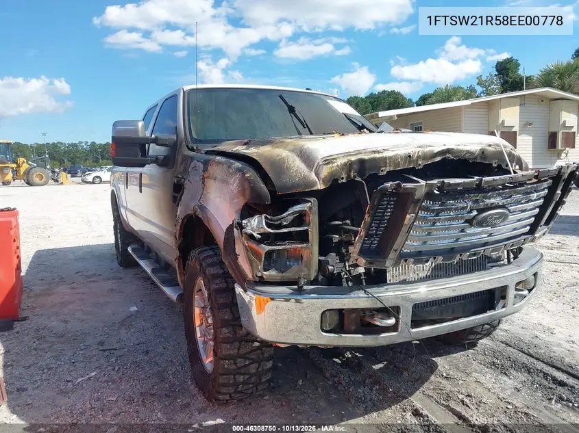 FORD F250 2008, VIN 1FTSW21R58EE00778