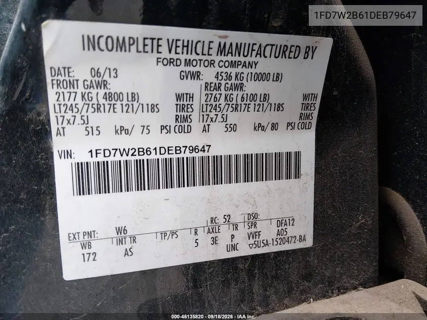 2013 FORD F250 VIN 1FD7W2B61DEB79647 — фото 9