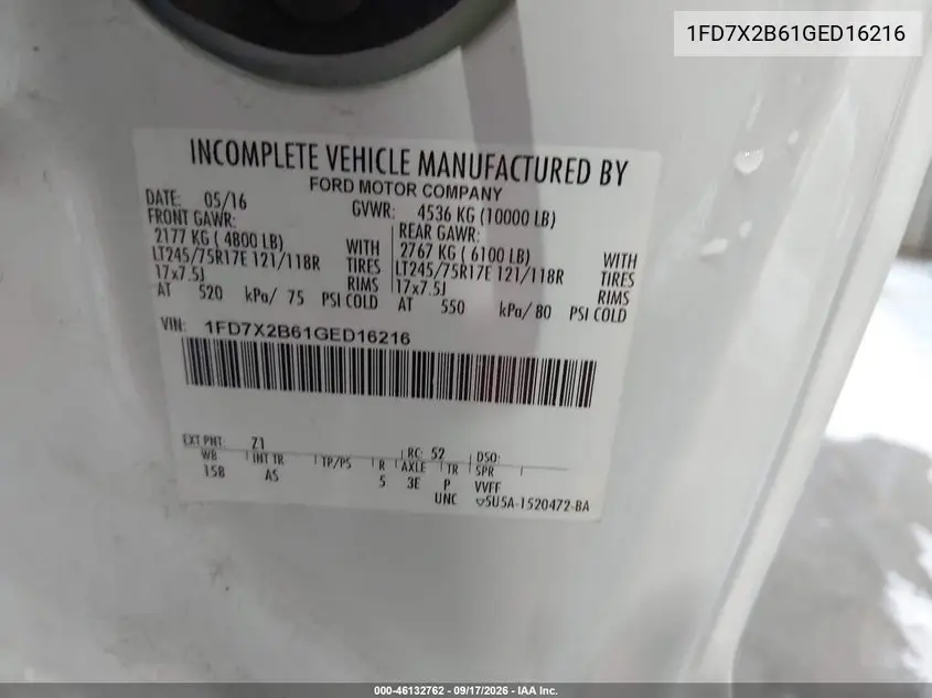 2016 FORD F250 VIN 1FD7X2B61GED16216 — фото 9