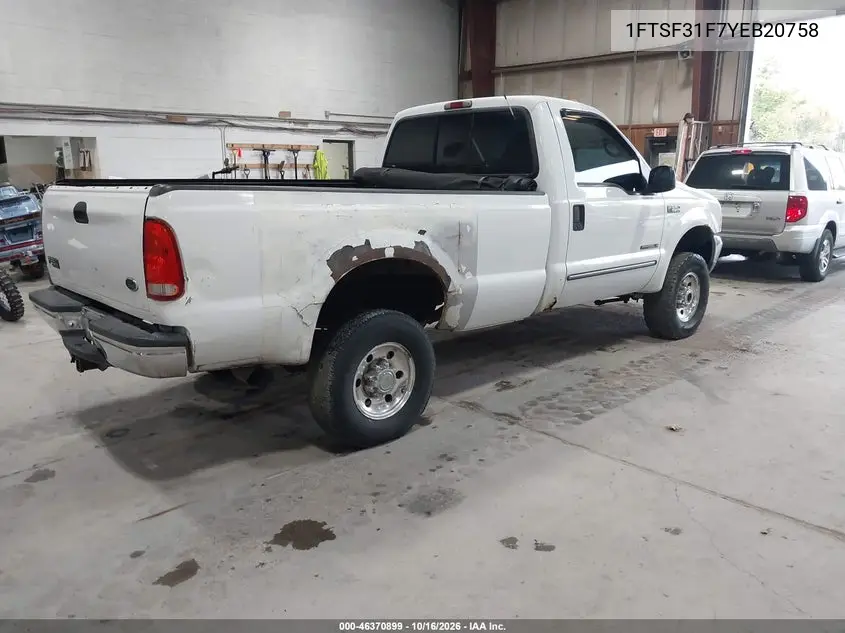 2000 FORD F350 VIN 1FTSF31F7YEB20758 — фото 4
