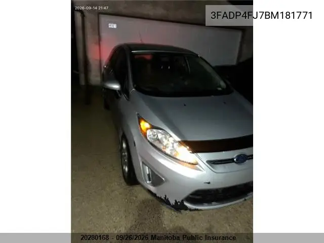 FORD FIESTA 2011, VIN 3FADP4FJ7BM181771