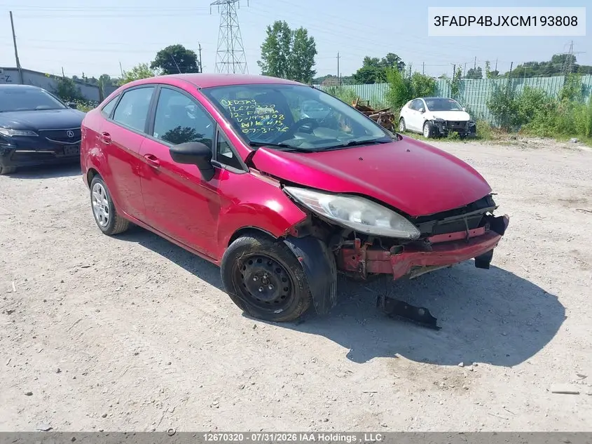 FORD FIESTA 2012, VIN 3FADP4BJXCM193808