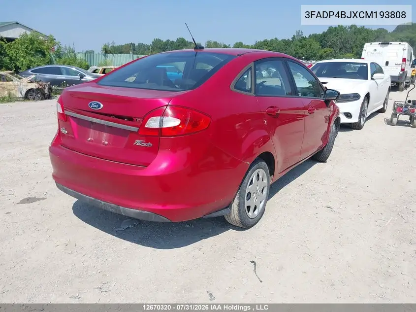 2012 FORD FIESTA VIN 3FADP4BJXCM193808 — фото 4