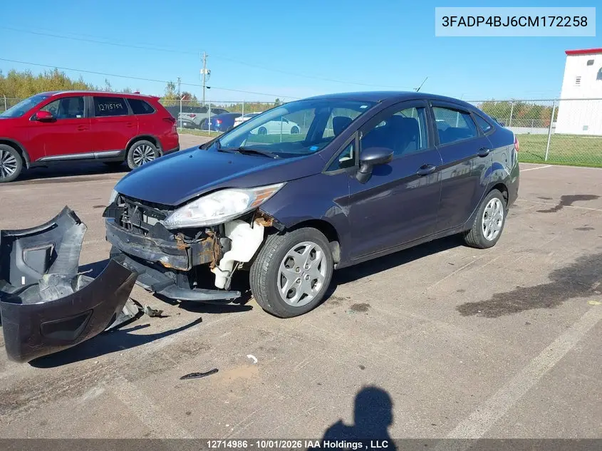 2012 FORD FIESTA VIN 3FADP4BJ6CM172258 — фото 2