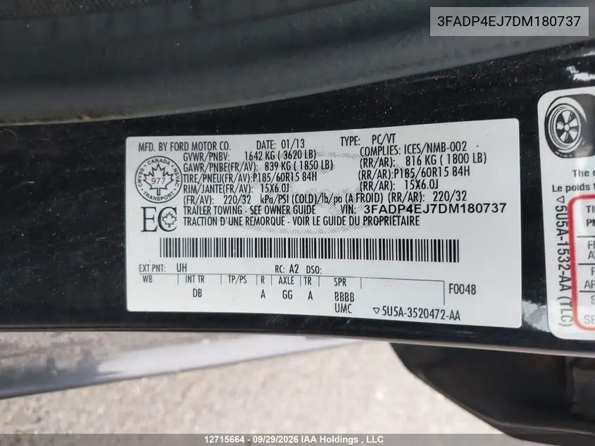 2013 FORD FIESTA VIN 3FADP4EJ7DM180737 — фото 18