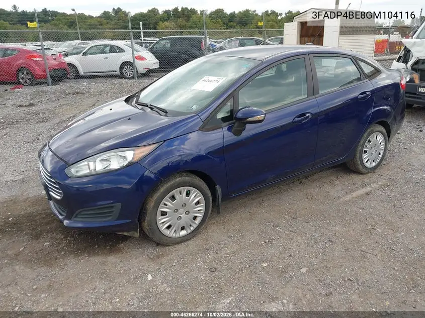 2016 FORD FIESTA VIN 3FADP4BE8GM104116 — фото 2