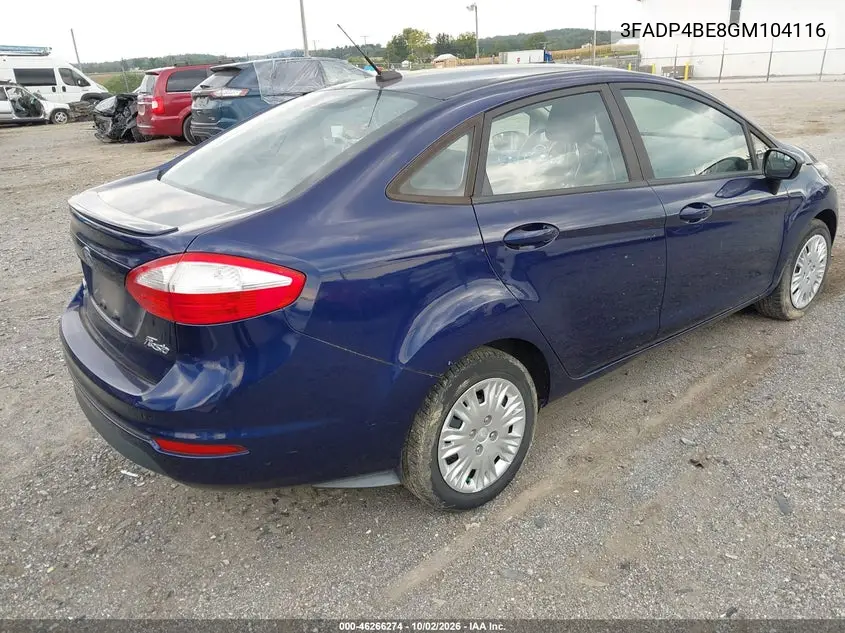 2016 FORD FIESTA VIN 3FADP4BE8GM104116 — фото 4