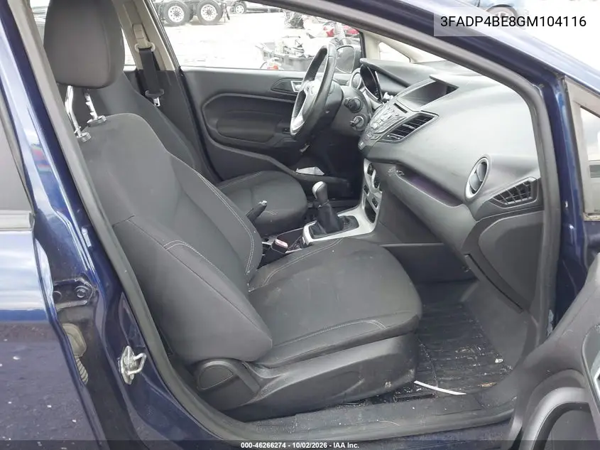 2016 FORD FIESTA VIN 3FADP4BE8GM104116 — фото 5