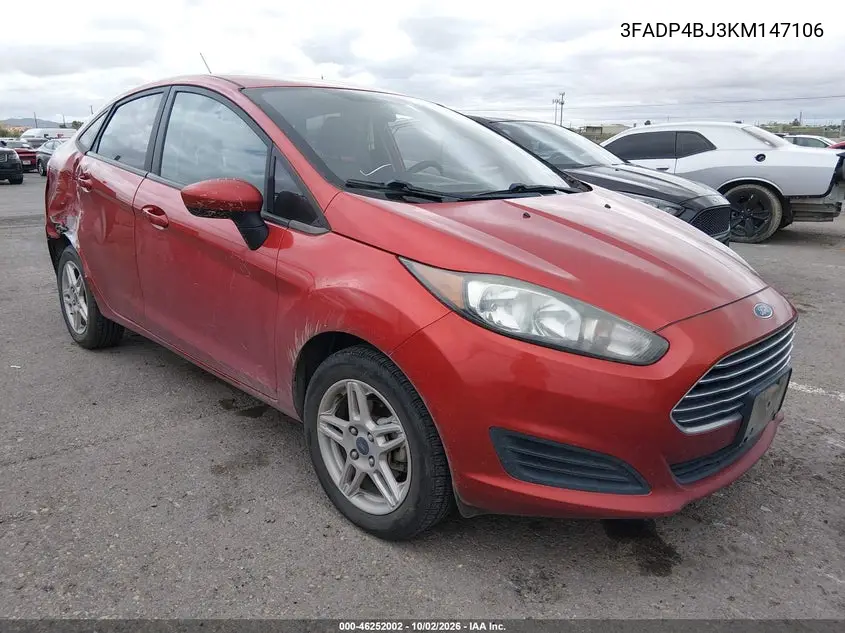 FORD FIESTA 2019, VIN 3FADP4BJ3KM147106