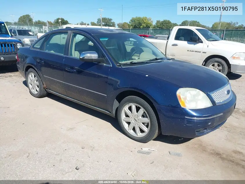 FORD FIVE HUNDRED 2005, VIN 1FAFP281X5G190795