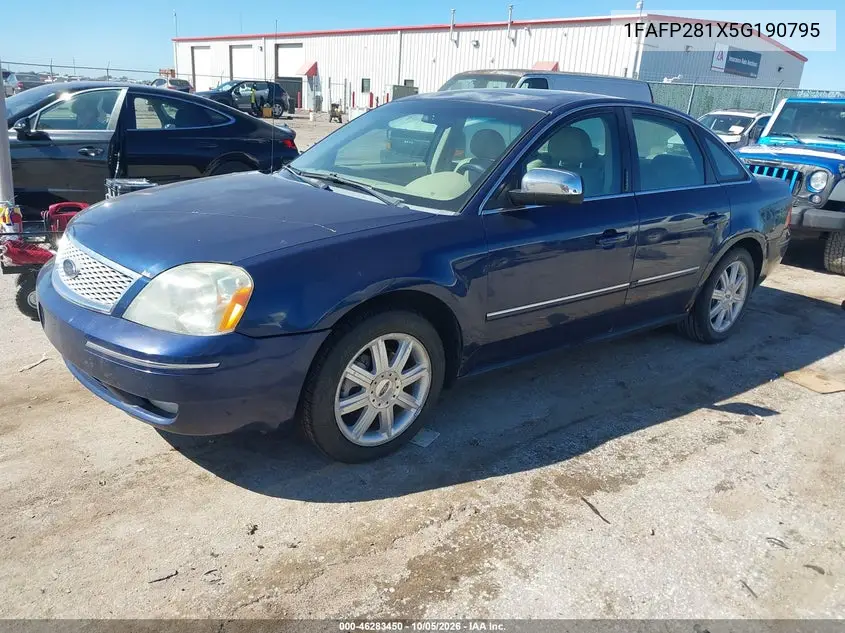 2005 FORD FIVE HUNDRED VIN 1FAFP281X5G190795 — фото 2