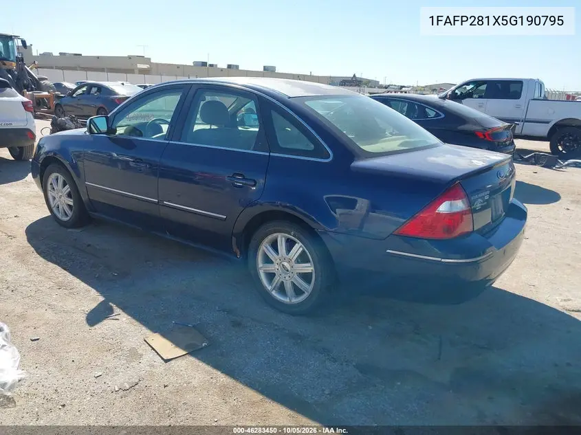 2005 FORD FIVE HUNDRED VIN 1FAFP281X5G190795 — фото 3