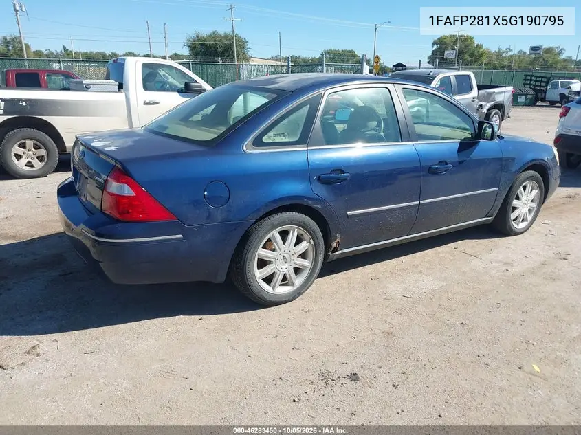 2005 FORD FIVE HUNDRED VIN 1FAFP281X5G190795 — фото 4