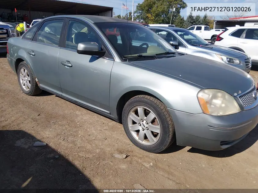 FORD FIVE HUNDRED 2007, VIN 1FAHP27127G120026