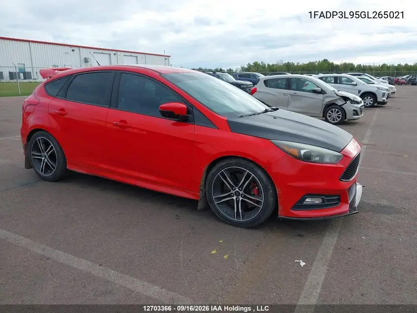 FORD FOCUS ST 2016, VIN 1FADP3L95GL265021