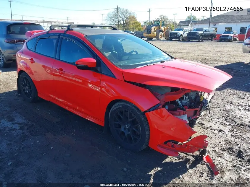 FORD FOCUS ST 2016, VIN 1FADP3L96GL274665