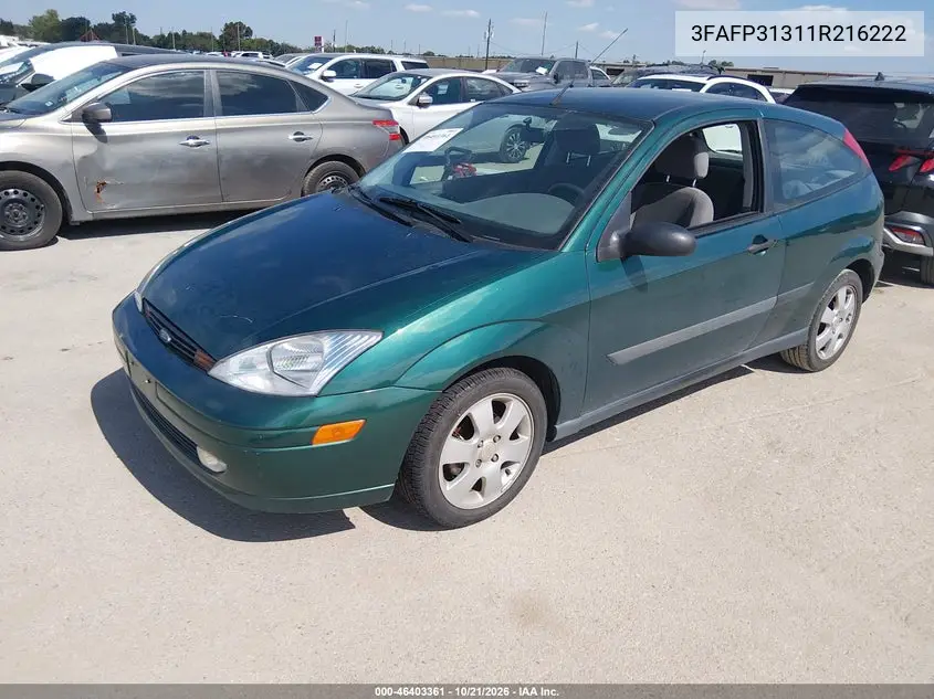 2001 FORD FOCUS VIN 3FAFP31311R216222 — фото 2