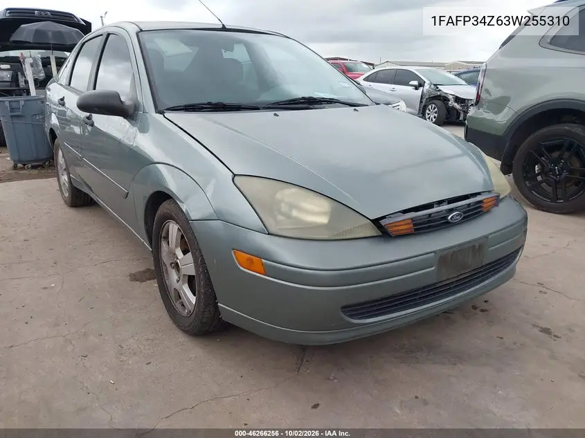 FORD FOCUS 2003, VIN 1FAFP34Z63W255310