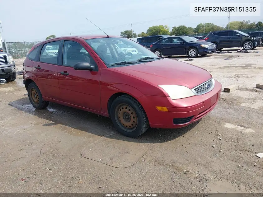 FORD FOCUS 2005, VIN 3FAFP37N35R151355
