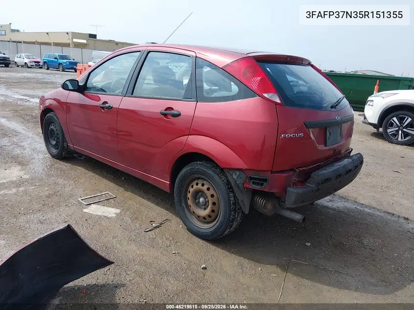 2005 FORD FOCUS VIN 3FAFP37N35R151355 — фото 3