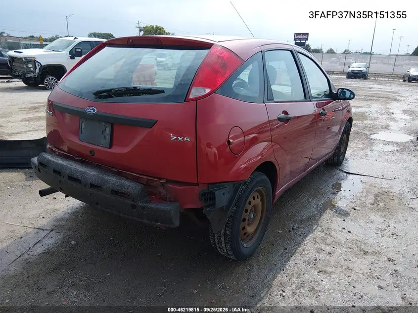 2005 FORD FOCUS VIN 3FAFP37N35R151355 — фото 4