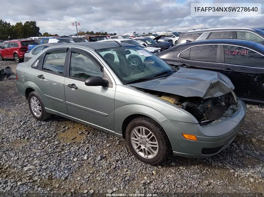 FORD FOCUS 2005, VIN 1FAFP34NX5W278640