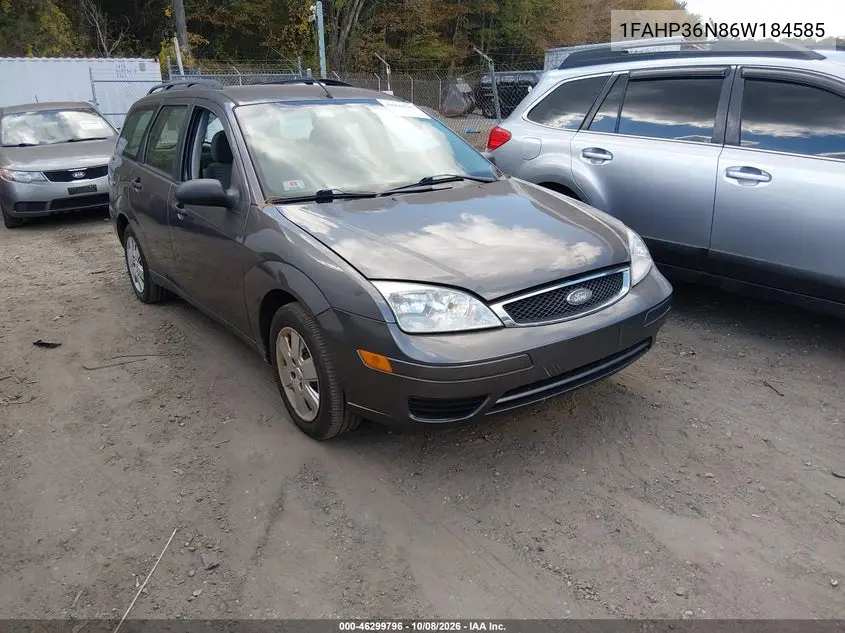 FORD FOCUS 2006, VIN 1FAHP36N86W184585