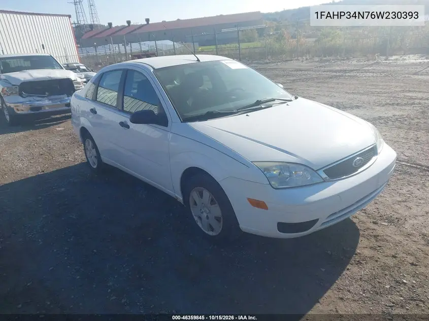 FORD FOCUS 2006, VIN 1FAHP34N76W230393