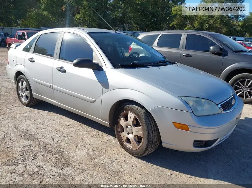 FORD FOCUS 2007, VIN 1FAFP34N77W364202
