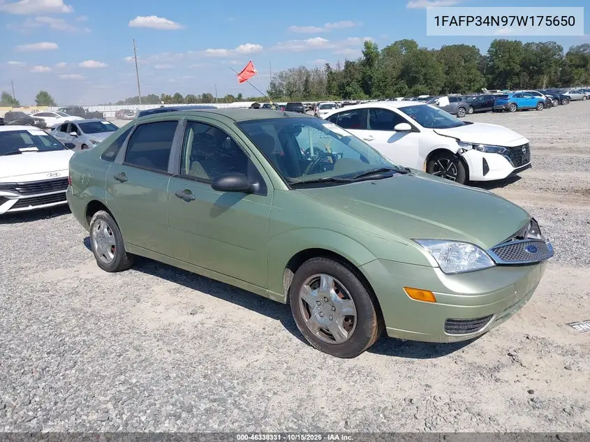 FORD FOCUS 2007, VIN 1FAFP34N97W175650