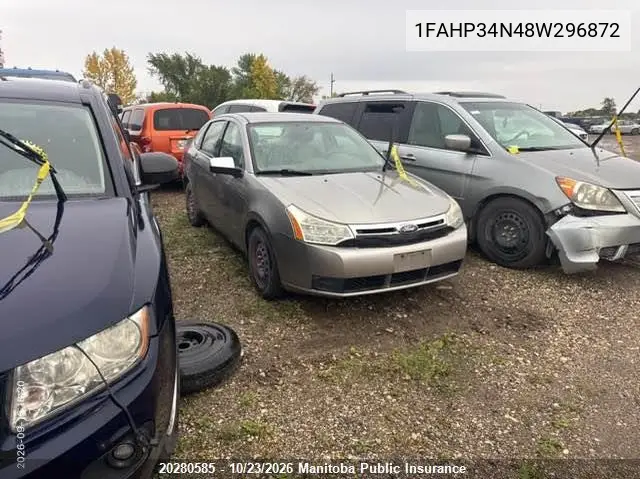FORD FOCUS 2008, VIN 1FAHP34N48W296872