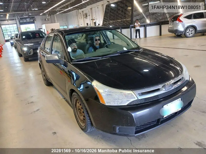 FORD FOCUS 2008, VIN 1FAHP34N18W108051