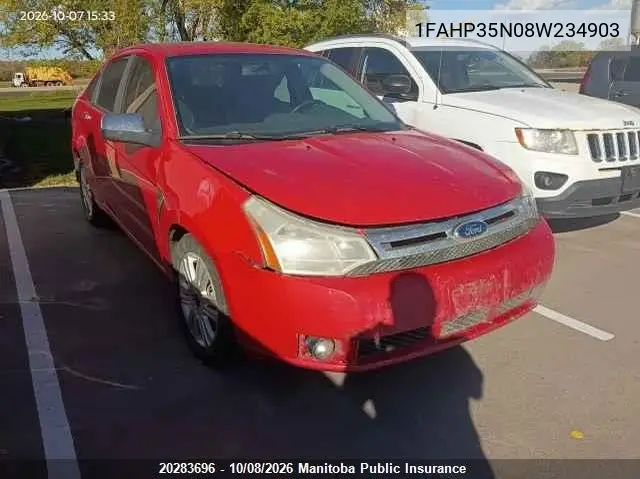 FORD FOCUS 2008, VIN 1FAHP35N08W234903