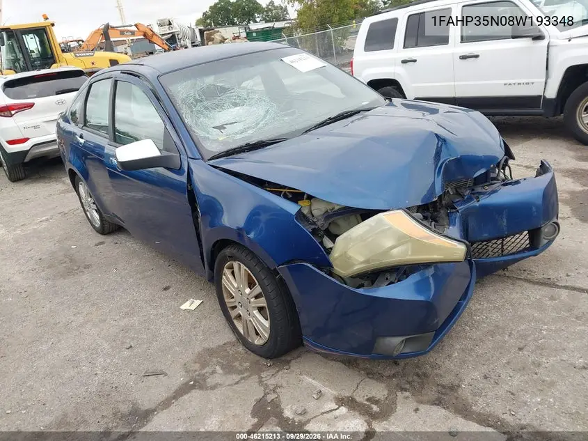 FORD FOCUS 2008, VIN 1FAHP35N08W193348